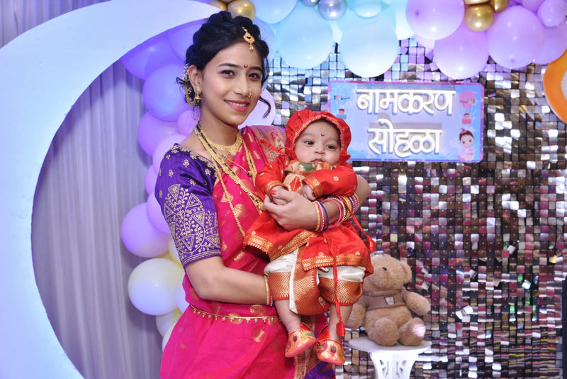 Baby boy set- premium red angarkha paithani dhoti kurta pant with kamarpatta set with pheta and booties