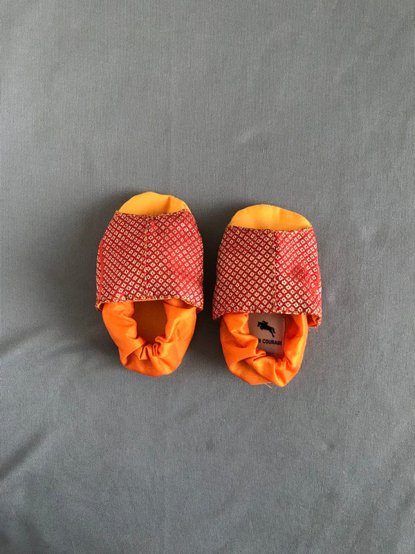 Baby Paithani Fabric Shoes color mango yellow - WEAR COURAGE
