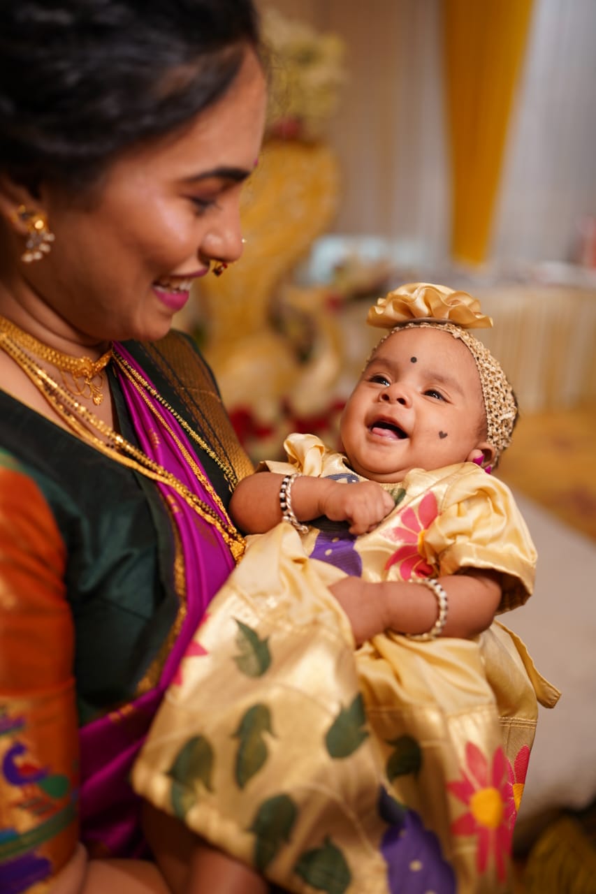 Traditional Cradle Ceremony Dress For Baby Girl Baby Set- Cream