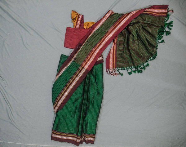 Girl's Green Khunn Ready To Wear Sari - WEAR COURAGE