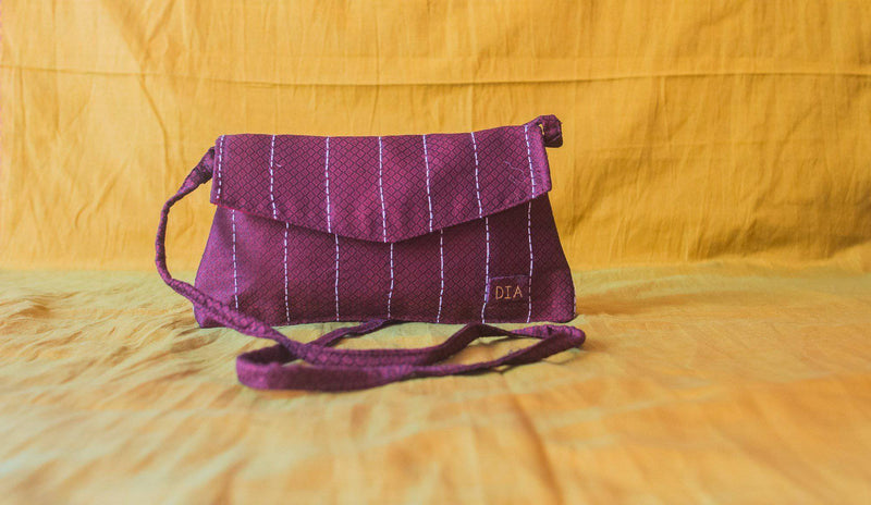 Personalised premium khunn handstich godhadi purple sling bag - WEAR COURAGE