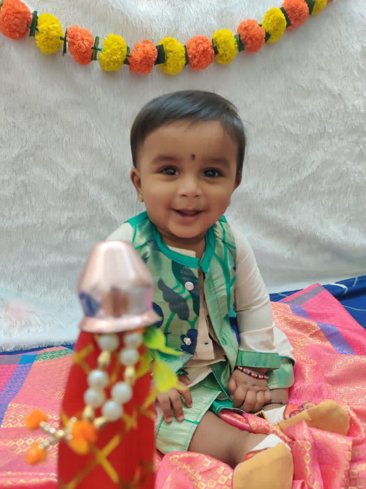 Baby boy set- Rich cotton silk dhoti kurta with premium paithani jacket set with topra- cream and green
