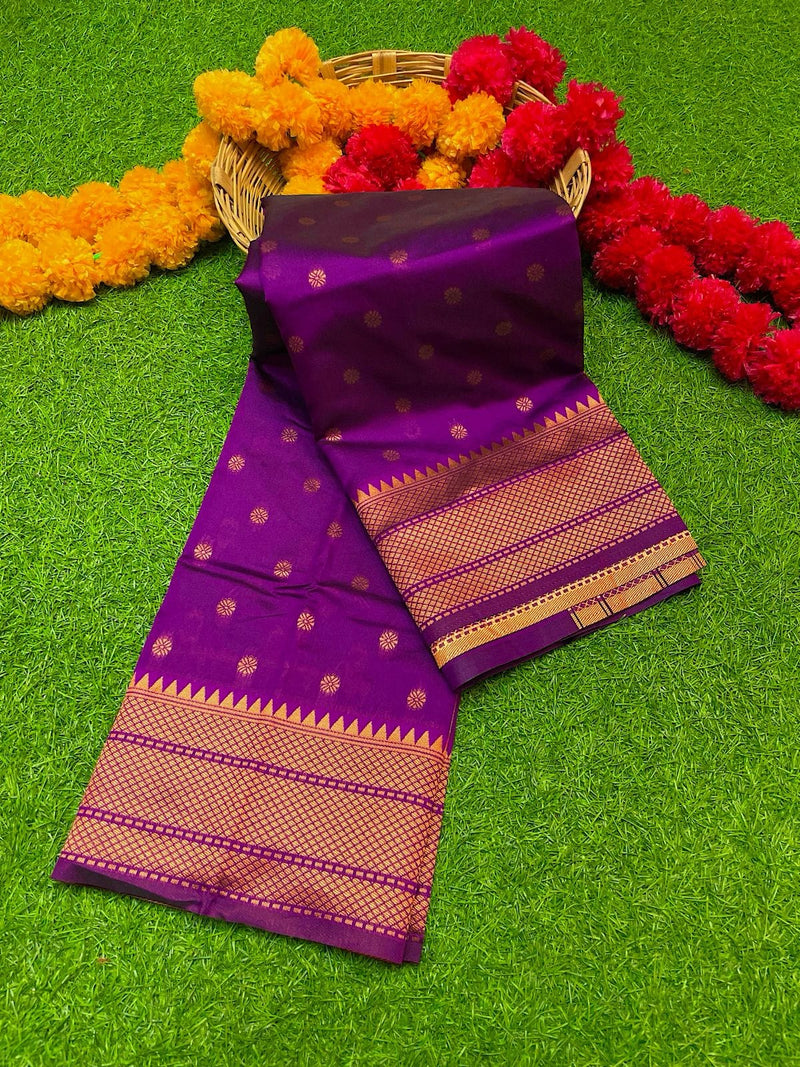 Premium kalanjali soft silk paithani saree -color wine with golden border