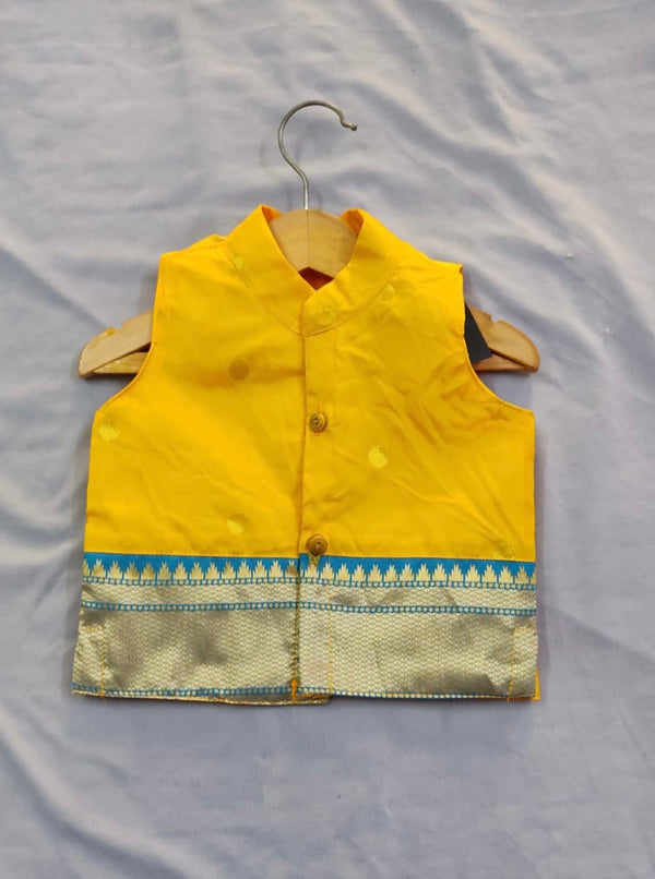 Boy's premium Paithani jacket - color Lemon yellow