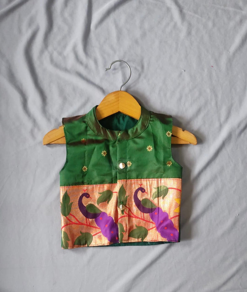 Boy's premium Paithani jacket- color green