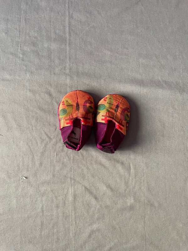 Copy of Baby Paithani Fabric Shoes color wine