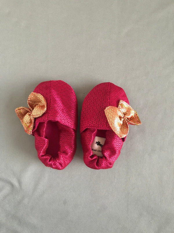 Baby Khunn Fabric Shoes with bow color pink - WEAR COURAGE