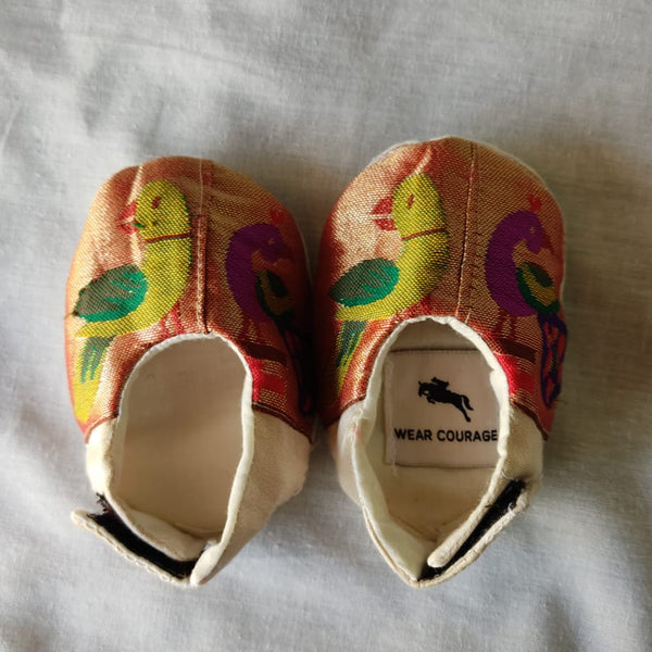 Baby Paithani Fabric Shoes color cream WEAR COURAGE