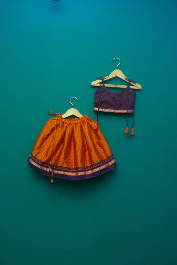 Baby set girls khunn orange and blue parkar polka and blue with white godhadi quilt - WEAR COURAGE