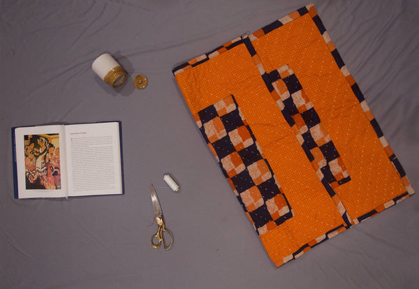 Blue and Orange kids hand stitch godhadi quilt - WEAR COURAGE
