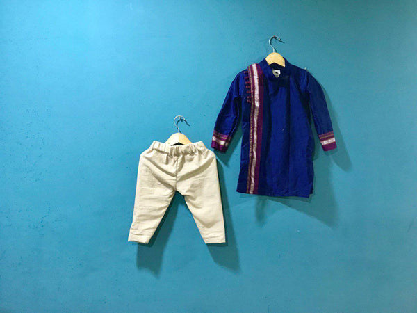 Boy's Blue Khunn Kurta and Cream Pant - WEAR COURAGE