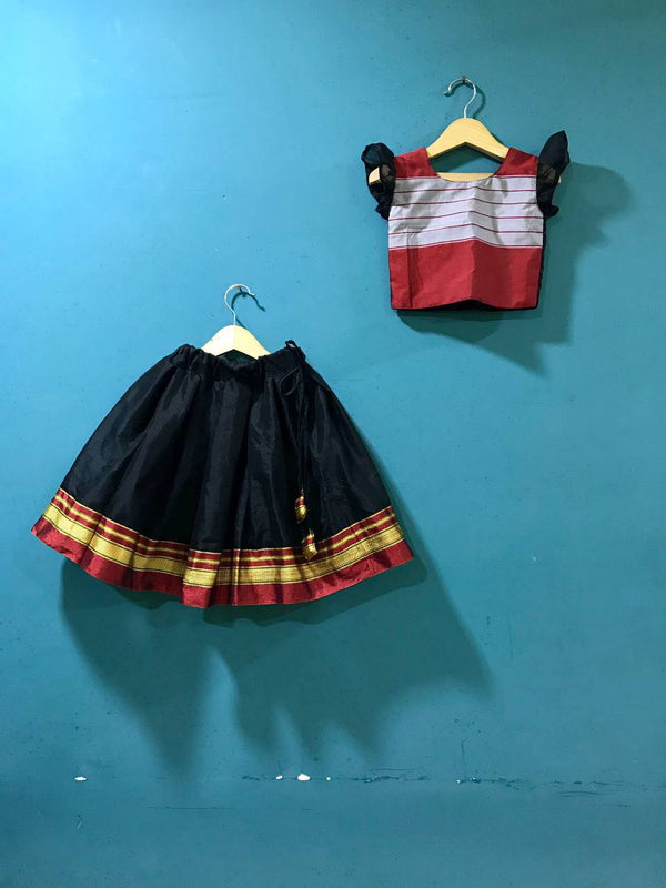 Girls Black and Red Ilkal parkar polka - WEAR COURAGE