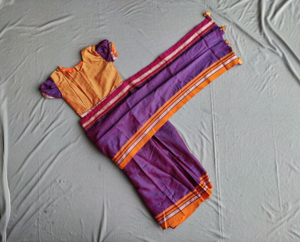 Girl's dhoop chav(purple pink) Khunn Ready To Wear Sari - WEAR COURAGE