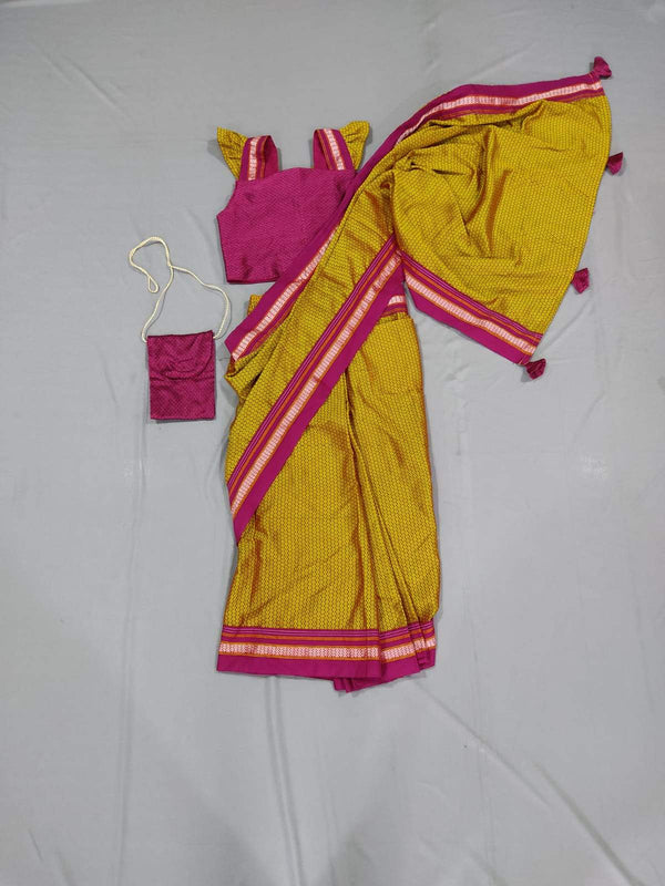 Girl's Mustard Khunn Ready To Wear Sari - WEAR COURAGE