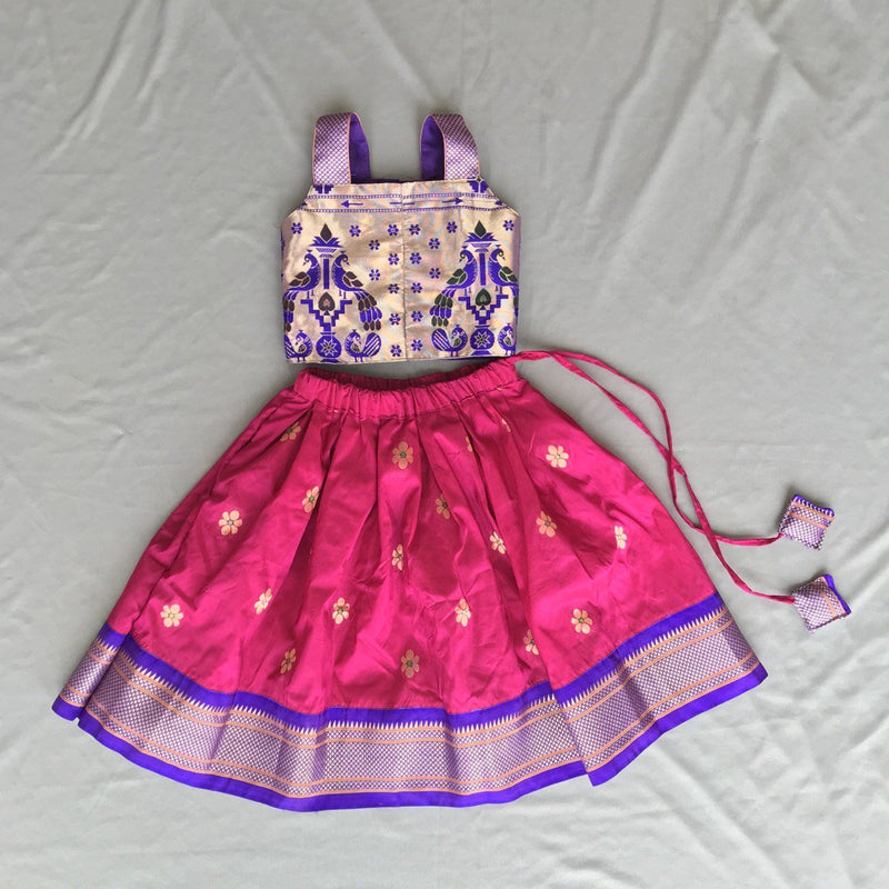 Girls pink Skirt with purple Blouse - WEAR COURAGE
