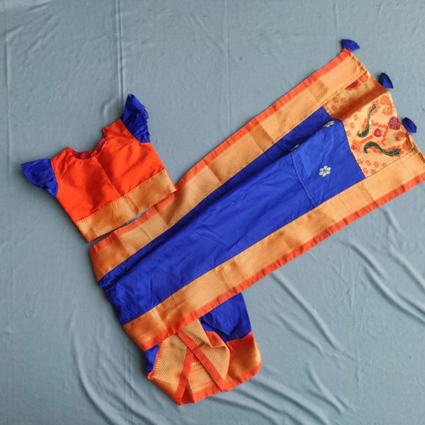 Amazon.com: Kids silk pre stiched nauvari saree blouse 2-3 year saree set,  Traditional marathi wear, little girl Maharashtra saree set, silk saree,  kids : Handmade Products