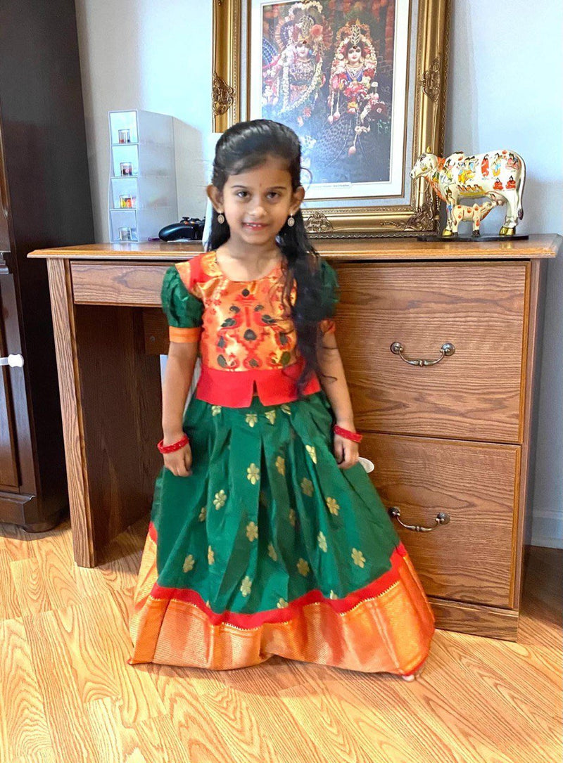 Half saree ceremony | Kids blouse designs, Half saree function, Half saree