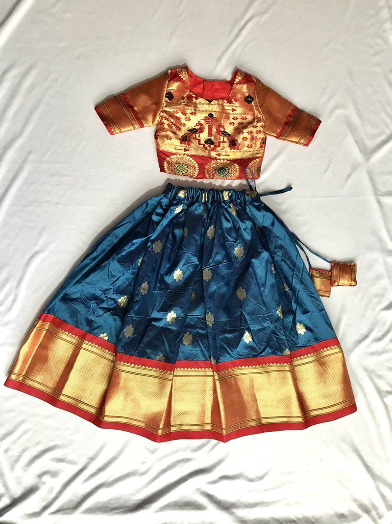 Girl's premium turquoise Skirt with red Blouse and long sleeves - WEAR COURAGE