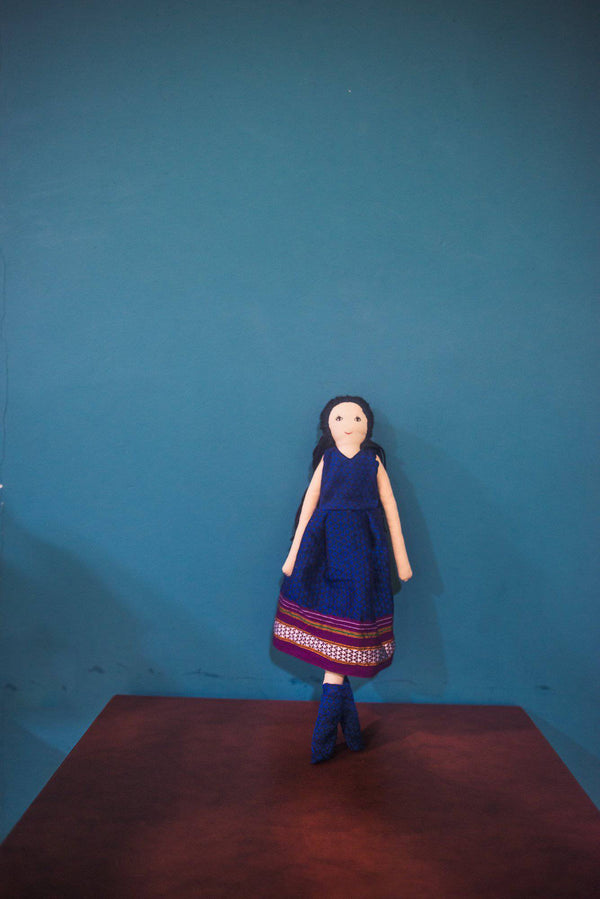 Kids fabric doll with rich blue khunn frock - WEAR COURAGE