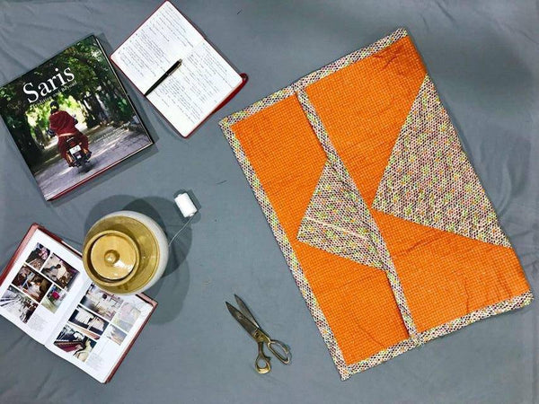 Orange and Cream multicolor kids hand stitch godhadi quilt - WEAR COURAGE