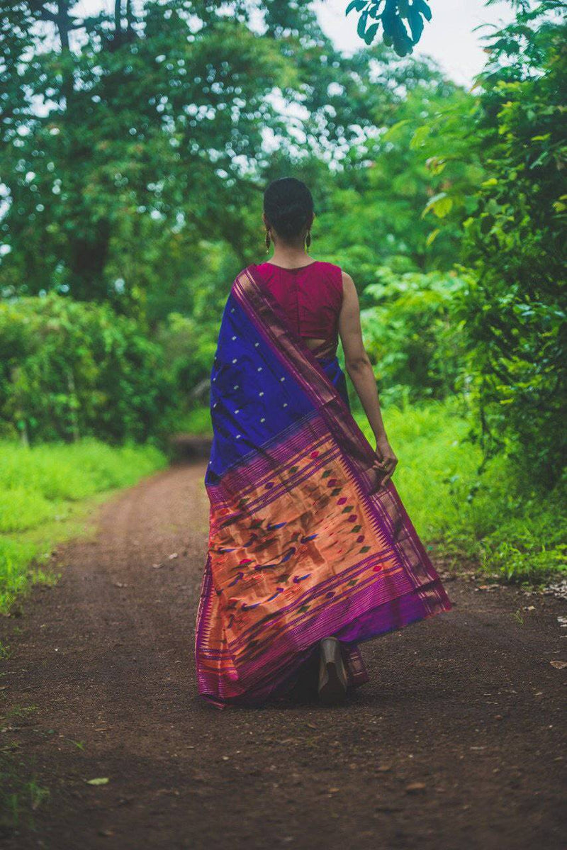 Purple handwoven paithani saree - WEAR COURAGE