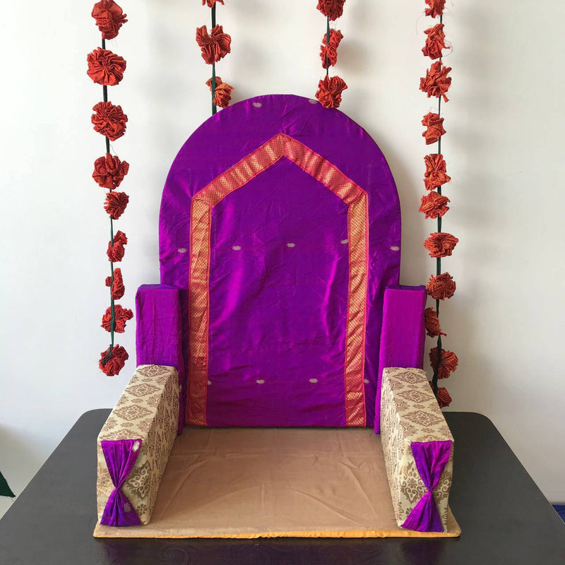 Purple paithani fabric makhar for Ganpati - WEAR COURAGE