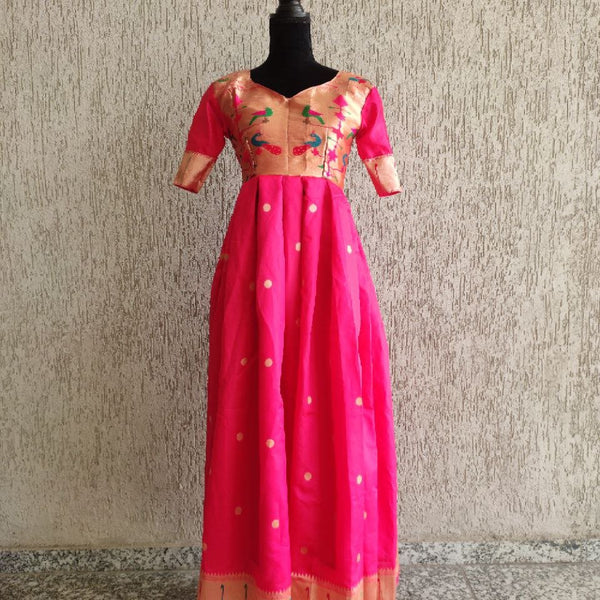 Paithani saree converted into long dress || lehanga designs || half saree  designs - YouTube